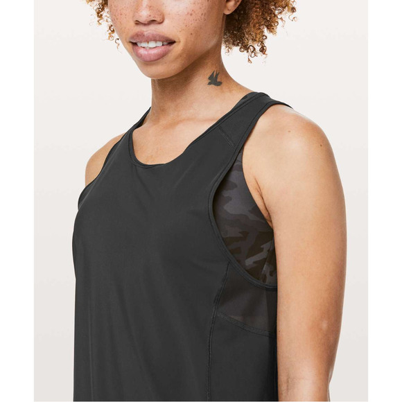 Lululemon High Neck Mesh Run Tank Black 4 NWOT - Picture 4 of 10